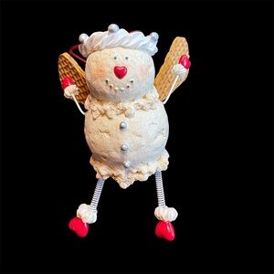 Vintage 2004 DEMDACO Snowman Ornament with Waffle Cone Wings Christmas Decor